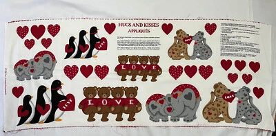 De colección VIP Cranston Corazones de San Valentín Abrazos Besos Animales Apliques Panel de Tela Foto 1 de 4