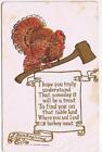 Holiday Postcard Thanksgiving Turkey With Axe Embossed Rose Co 1907