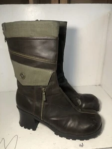 Lower East Side Boots Womens Sz 10 90s Brown Leather Y2k Chunky Platform Boots - Picture 1 of 9