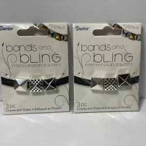 Darice Bands and Bling Mix Mingle Jewelry Charm Slider Pyramid 2 Packs Silver  - Picture 1 of 12