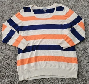 Suéter The Slope Mujer 2XL Pullover Cuello Redondo Rayas Junior Plus 2X Beige - Imagen 1 de 8