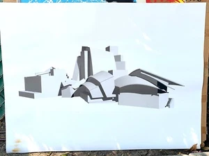 FRANK GEHRY - BUILDING PRINT - 35" X 46 1/2". - LITHOGRAPH. - Picture 1 of 2