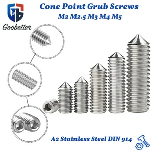 Kegelspitze Madenschrauben Innensechskant M2 M2,5 - M5 A2 Edelstahl DIN 914 - Bild 1 von 15