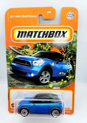 Mini Countryman 2022 Matchbox 2011 coche de juguete azul nuevo en paquete Mattel  Foto 1 de 2
