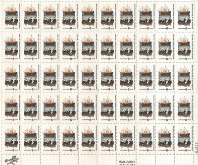 1970 US Scott #1420 - 6  Cent Sheet MNH Landing of the Pilgrims Plate 32279 (P84 - Image 1 of 3