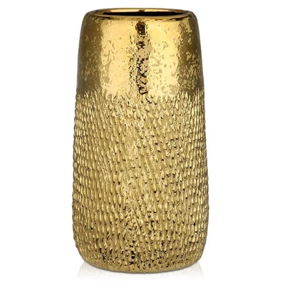 Jarrón vintage de flores de cerámica de 10,2" - Jarrón de cerámica de metal con textura dorada para granja... Foto 1 de 4