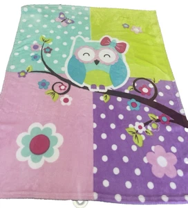 Manta polar Vianney Owl felpa púrpura verde agua rosa punto floral niñas - Imagen 1 de 19
