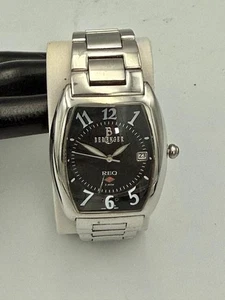 Berenger REQ Quartz Watch Mens Black Dial Date 5 ATM Silver Tone Bracelet - Picture 1 of 7