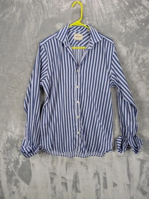 Camisa Ted Baker Archive Para Hombres 15.5 Azul Rayas Algodón Egipcio Vestido Manga Larga Foto 1 de 4