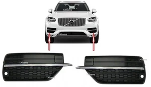 PAIR LEFT+RIGHT FRONT LOWER BUMPER GRILLES +CHROME TRIM FOR VOLVO XC90 2016- - Picture 1 of 12