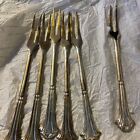 Six  Russian, USSR Melchior Gold Plated Serving/ Lemon Forks. New In Box 1989