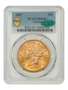 1907 $20 Gold Double Eagle PCGS 64+ CAC/Secure Free Shipping USA Only (48) - Picture 1 of 4