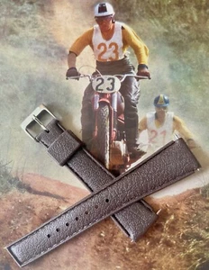Stahlschließe gekerbte Enden 18mm Kautschuk Uhrenarmband 60er Jahre Lagerfackeln bis 20,5mm - Bild 1 von 6