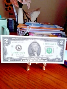 2017A $2 Dollar Bills 3 fours 3 Of A Kind 41’s Crispy Excellent free cion.4 - Picture 1 of 4