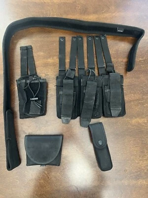 Blk  Tactical Pouches (Radio, 3 M4/Pistol Mag Combo, Handcuff, Flashlight)& Belt - Image 1 of 4