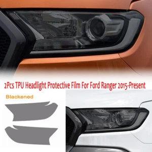 LH+RH Smoke TPU Headlight Protective Precut Film Sticker Cover For Ford Ranger - Picture 1 of 10