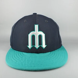 Seattle Mariners Hat Cap Mens Fitted 7 1/4 Navy Teal Trident Logo New Era MLB - Picture 1 of 12