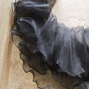 1 Yard Lace Mesh Ruffles Edge Pleated Sewing Organza Trimming DIY Craft Fabric - Picture 1 of 15