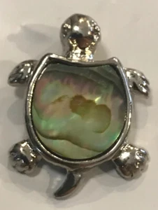 Silver Tone Abalone Shell Sea Turtle Pendant Charm 1” - Picture 1 of 4