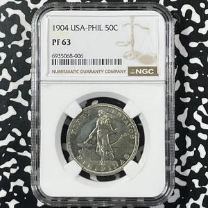 1904 U.S. Philippines 50 Centavos NGC PR63 Lot#G9946 Silver! Proof! 1,355 Minted - Picture 1 of 3