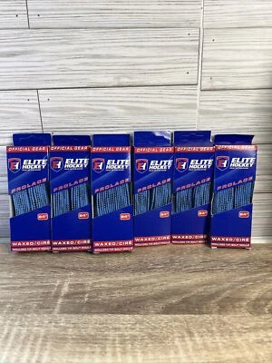 6 Pack Elite Hockey Waxed 84” Junior 3.5-5.5 Royal Blue Hockey Skate Laces