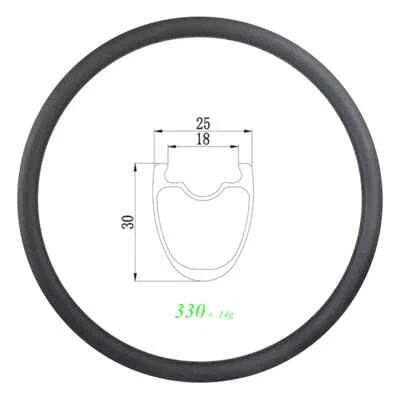 Cubierta de llanta de carbono de disco de carretera 700c sin cámara 30 mm de profundidad 25 mm de ancho 18 mm interior Foto 1 de 4