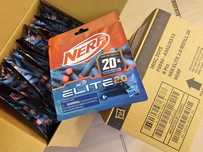 GENUINE NERF - Quantity 1 Pack of 20 ELITE 2 - 2.0 Darts Ages 8+ HASBRO FRESH - Image 1 of 3