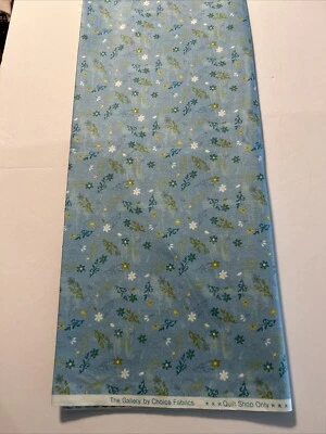 NICE! "BLUE YELLOW FLOWERS/BLUE" CHOICE FABRICS/QUILT SHOP 2 Yards - Image 1 of 3