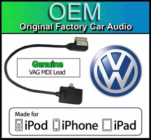 VW MDI iPod iPhone iPad lead cable, VW Golf MK7 media in lightning adapter - Picture 1 of 4