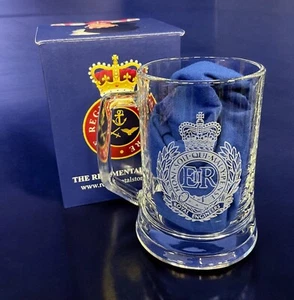Royal Engineers (500ml) glass beer mug tankard with Engraved Sappers cap Badge. - Picture 1 of 3