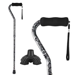 Walking Cane Folding Lightweight Offset Handle Adjustable Floral Design 32-37" - Picture 1 of 8
