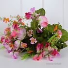 Faux Silk SWEET PEA BUNCH in MIXED SUMMER PINKS realistic artificial foliage 