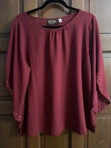 VINTAGE Bob Mackie Wearable Art Women's size Large Semi Sheer Beaded Top RARE - Picture 1 of 5