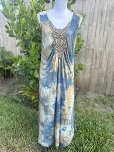 Midnight Velvet Maxi Dress Sleeveless Wide Strap V-neck Stretchy Size XLarge - Picture 1 of 7