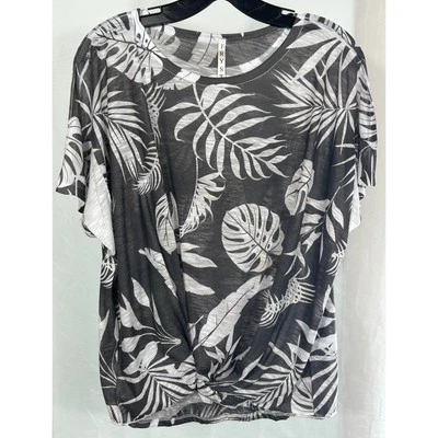 TRYST American Brand XL Asymmetrical Hem Tropical Print Twist Front Top Size XL - Image 1 of 4
