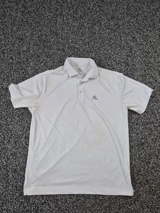 Rhoback Polo Shirt Mens Large White Solid Performance Golf Athletic Stretch Logo - Picture 1 of 8