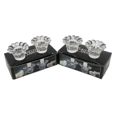 Forever Crystal Set of 4 Votive Candle Holders Clear Round Faceted 315160 NOB - Image 1 of 4