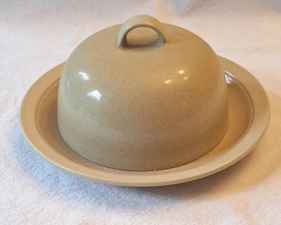 Mikasa Stone Craft Sand Piper Covered Butter Dish - Round - CF404 - Image 1 of 4