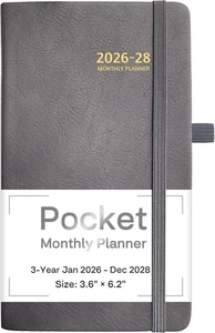 2026-2028 Planificador Mensual de Bolsillo, Calendario 3 Años 2026-2028, 6.2’’ x 3.6’’’, - Imagen 1 de 7