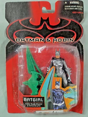 罕见 Bootleg 1997 蝙蝠侠和罗宾 DC 电影 - 蝙蝠女 5 英寸可动人偶银色 dres — 第 1/4 张图片