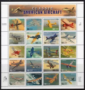 US #3142 32 Cents Classic American Aircraft Sheet of Twenty Stamps MNH - Picture 1 of 1