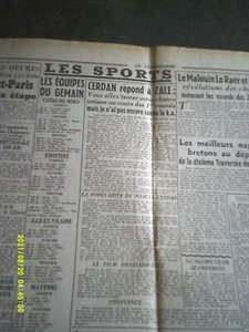 10 JOURNAUX TELEGRAMME 1948 MARCEL CERDAN TONY ZALE CERDAN CHAMPION DU MONDE - Imagen 1 de 12