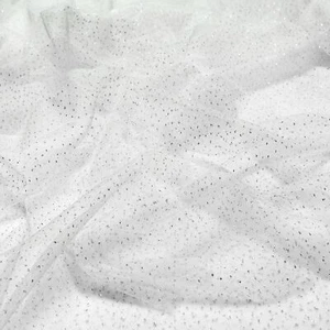 60" White Tulle Glitter Shiny Silver Sequins Fabric by The Yard for BridalWed... - Picture 1 of 7