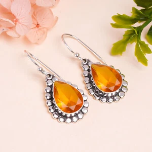 Citrine Gemstone 925 Sterling Silver Jewelry Earring - Picture 1 of 4