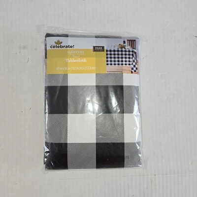 60x84 Vinyl Harvest Tablecloth Black White By Way To Celebrate Nwot - Image 1 of 3
