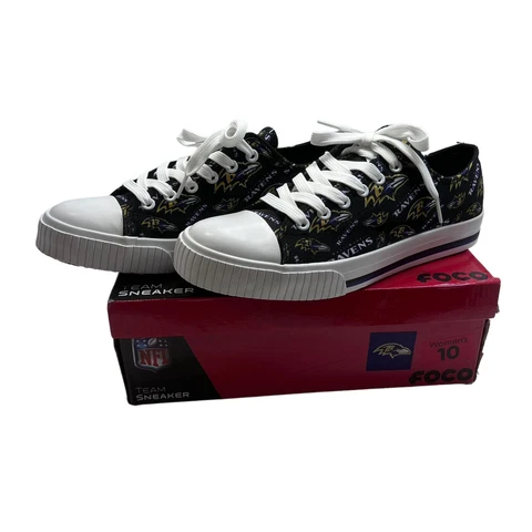 Baltimore Ravens Black/White FOCO NFL Low Top Canvas Sneaker Shoe Women's Sz 10 Cover