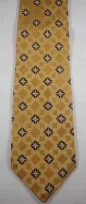 JOS A BANK YELLOW w/ ORANGE & BLUE GEOMETRIC WOVEN DIAMONDS 100% SILK NECK TIE - Image 1 of 4