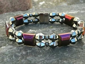 Hombres Mujeres Negro n Púrpura 100% Terapia Magnética Hematita Pulsera Collar en la Tobilla - Imagen 1 de 5