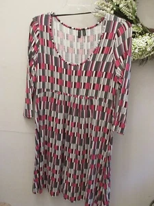 Madison Pink & Black Geometric Print Empire Tunic, Dress, Size Large  - Picture 1 of 2
