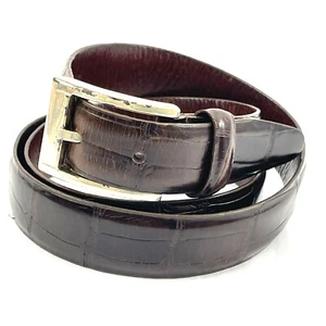 Paul Elliot Men Leather Belt Brown Animal Print Alligator Sz 40 Italian Calfskin - Picture 1 of 12